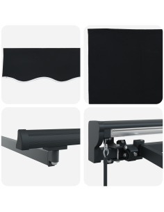 Tenda Retrattile Nero 400 × 300 cm Poliestere e Metallo