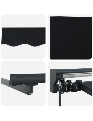 Tenda Retrattile Nero 400 × 300 cm Poliestere e Metallo