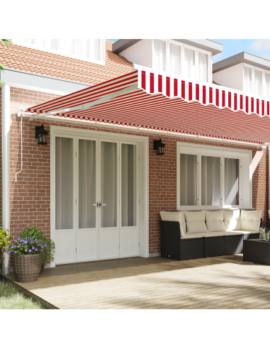 Tenda Retrattile Rosso e Bianco 600 × 300 cm Tessuto