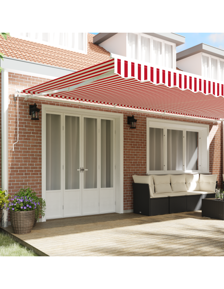 Tenda Retrattile Rosso e Bianco 600 × 300 cm Tessuto