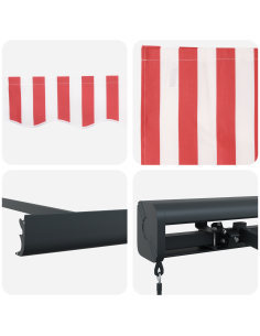 Tenda Retrattile Rosso e Bianco 350 x 250 cm Tessuto e Metallo