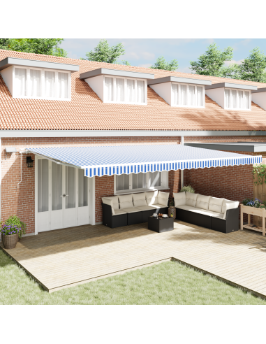 Tenda Retrattile Blu e Bianco 600 × 300 cm