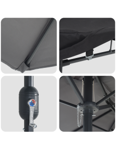 Ombrello da giardino Antracite 385 x 209 x 244 cm Poliestere