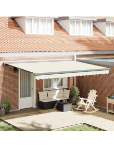 Tenda Retrattile Crema e Grigio 400 × 300 cm Tela e Alluminio