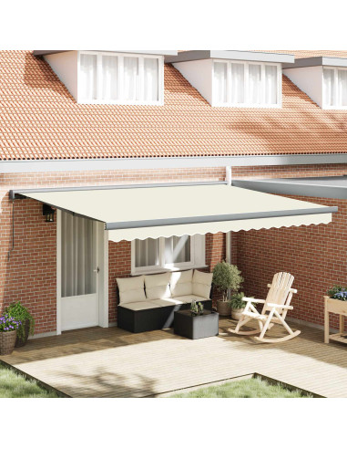 Tenda Retrattile Crema e Grigio 400 × 300 cm Tela e Alluminio