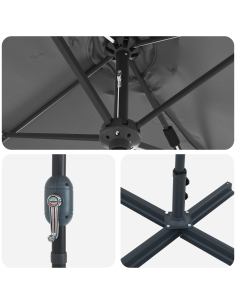 Ombrello da giardino Antracite 370 x 197 x 239 cm