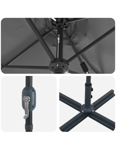 Ombrello da giardino Antracite 370 x 197 x 239 cm