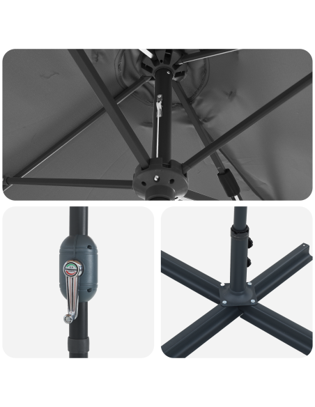 Ombrello da giardino Antracite 370 x 197 x 239 cm