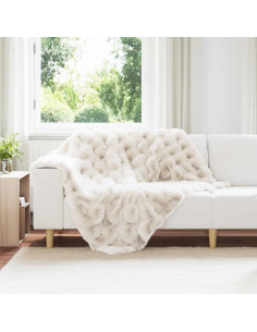 Coperta in Pelliccia di Coniglio Finta 4 pcs Bianco