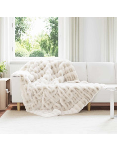 Coperta in Pelliccia di Coniglio Finta 4 pcs Bianco