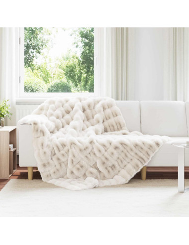 Coperta in Pelliccia di Coniglio Finta 4 pcs Bianco