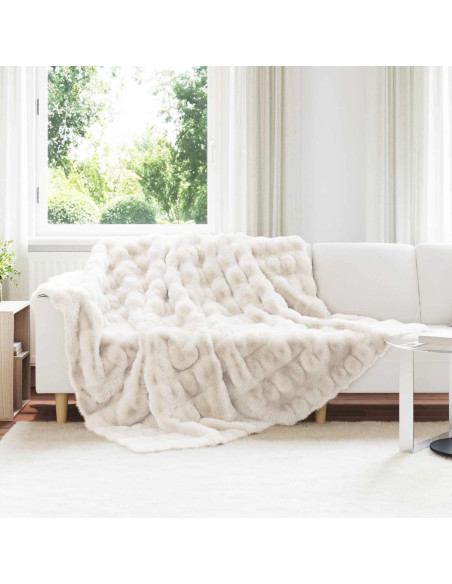 Coperta in Pelliccia di Coniglio Finta 4 pcs Bianco