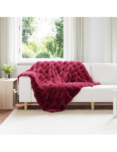 Coperta in Pelliccia di Coniglio Finta 4 pcs Rosso Bordeaux