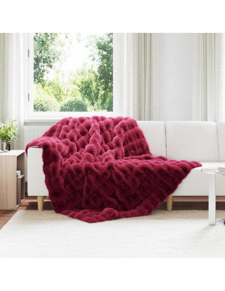 Coperta in Pelliccia di Coniglio Finta 4 pcs Rosso Bordeaux