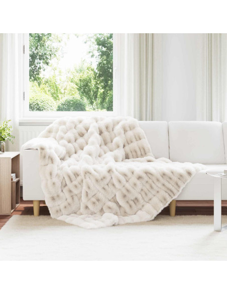 Coperta in Pelliccia di Coniglio Finta Bianco 150 x 220 cm