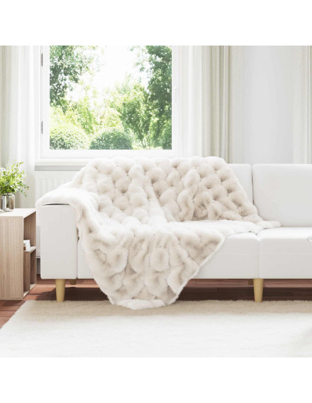 Coperta in Pelliccia di Coniglio Finta Bianco 130 x 150 cm