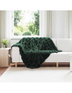 Coperta in Pelliccia di Coniglio Finta 4 pcs Verde Scuro