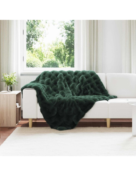 Coperta in Pelliccia di Coniglio Finta 4 pcs Verde Scuro