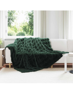 Coperta in Pelliccia di Coniglio Finta 4 pcs Verde Scuro