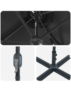 Ombrello da giardino Nero 370 x 197 x 239 cm