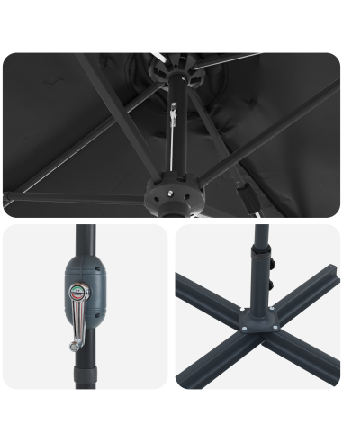 Ombrello da giardino Nero 370 x 197 x 239 cm