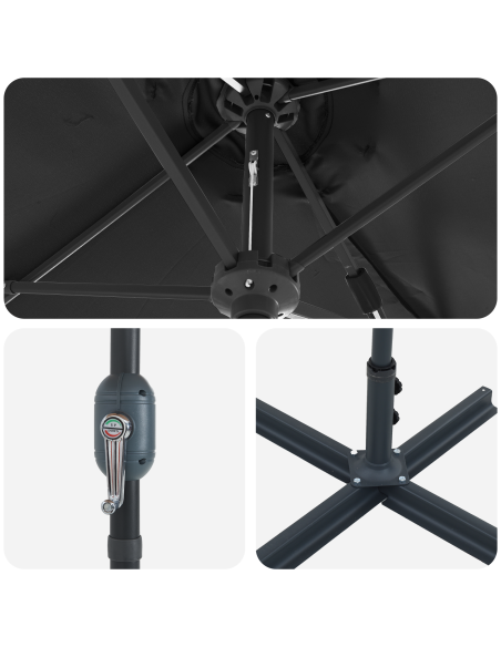 Ombrello da giardino Nero 370 x 197 x 239 cm