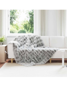 Coperta in Pelliccia di Coniglio Finta Grigio 150 x 220 cm