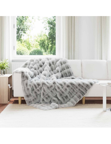 Coperta in Pelliccia di Coniglio Finta 4 pcs Grigio