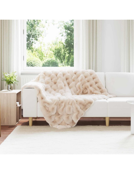Coperta in Pelliccia di Coniglio Finta 4 pcs Beige 130 x 150 cm