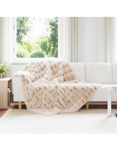 Coperta in Pelliccia di Coniglio Finta 4 pcs Beige 150 x 220 cm