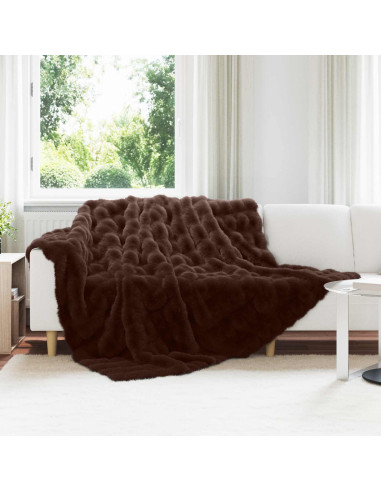 Coperta in Pelliccia di Coniglio Finta Cammello 240 x 270 cm