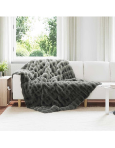 Coperta in Pelliccia di Coniglio Finta Grigio scuro