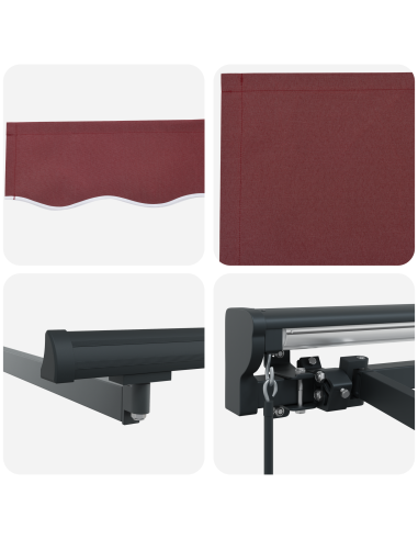 Tenda Retrattile Borgogna 300 x 250 cm Poliestere e Metallo