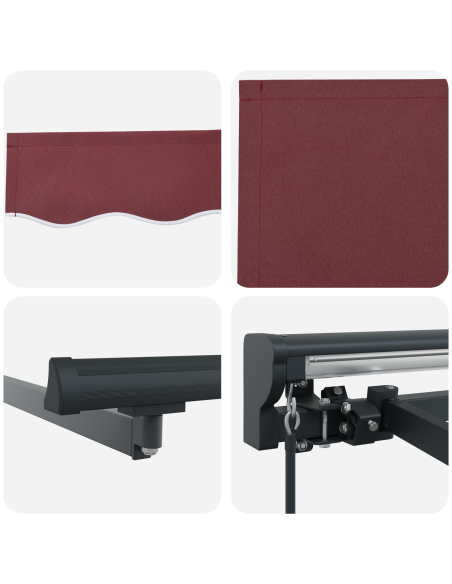 Tenda Retrattile Borgogna 300 x 250 cm Poliestere e Metallo