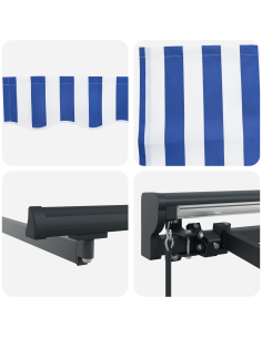 Tenda Retrattile Blu e Bianco 350 x 250 cm Poliestere e Metallo