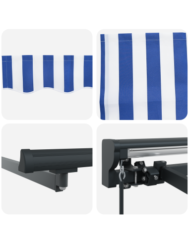 Tenda Retrattile Blu e Bianco 350 x 250 cm Poliestere e Metallo