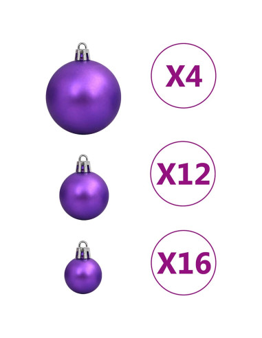 Set Palline di Natale 111 pz Viola in Polistirene