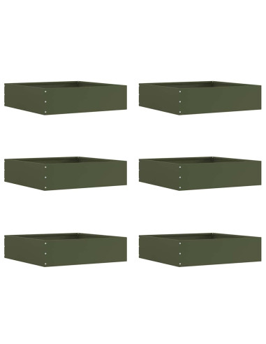 Bordura per Prato 6 pcs Verde oliva 50 x 50 x 13 cm Acciaio