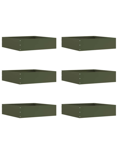 Bordura per Prato 6 pcs Verde oliva 50 x 50 x 13 cm Acciaio