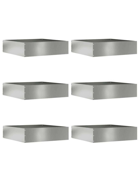 Bordura per Prato 6 pcs Argento 50 x 50 x 13 cm Acciaio zincato