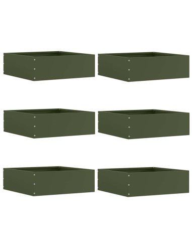 Bordura per Prato 6 pcs Verde oliva 40 x 40 x 13 cm Acciaio