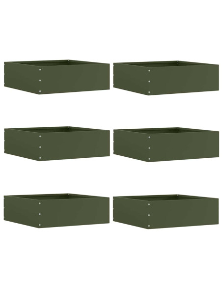 Bordura per Prato 6 pcs Verde oliva 40 x 40 x 13 cm Acciaio