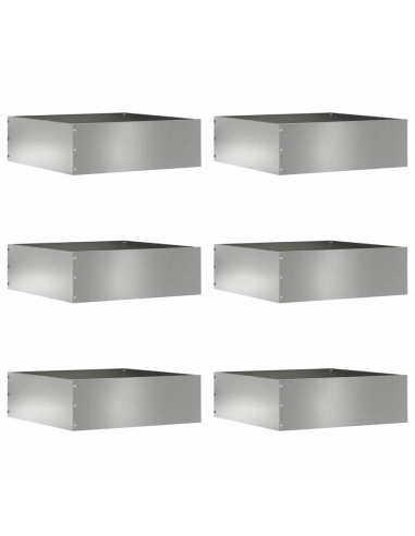 Bordura per Prato 6 pcs Argento 40 x 40 x 13 cm Acciaio zincato