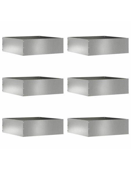 Bordura per Prato 6 pcs Argento 40 x 40 x 13 cm Acciaio zincato
