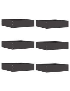Bordura per Prato 6 pcs Nero 50 x 50 x 13 cm Acciaio