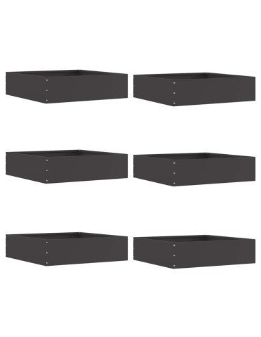Bordura per Prato 6 pcs Nero 50 x 50 x 13 cm Acciaio