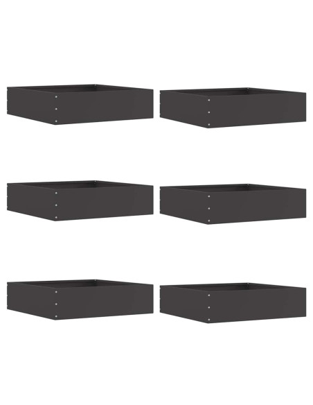 Bordura per Prato 6 pcs Nero 50 x 50 x 13 cm Acciaio