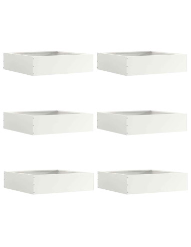 Bordura per Prato 6 pcs Bianco 50 x 50 x 13 cm Acciaio