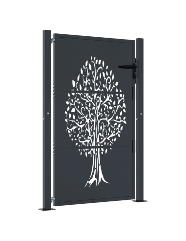 Cancello da giardino antracite 100x150 cm in acciaio con design ad albero