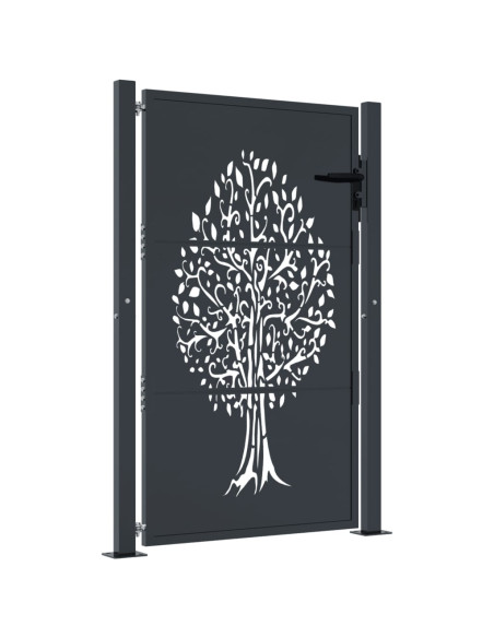 Cancello da giardino antracite 100x150 cm in acciaio con design ad albero